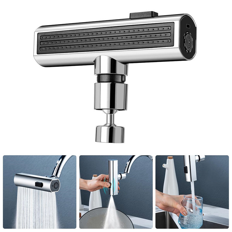 360° Adjustable Waterfall Faucet Nozzle – Splash-Free, Aerated Bubbler & Kitchen Sink Extender