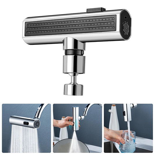 360° Adjustable Waterfall Faucet Nozzle – Splash-Free, Aerated Bubbler & Kitchen Sink Extender