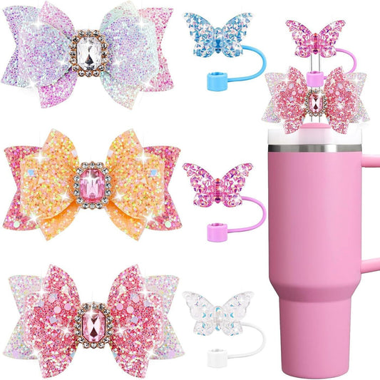Leka Dow Butterfly Straw Cup with Button Pendant – Dustproof & Leak-Resistant