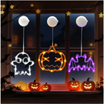 LED Halloween Hanging Lights – Ghost, Spider & Pumpkin Window Decorations for Party & Home