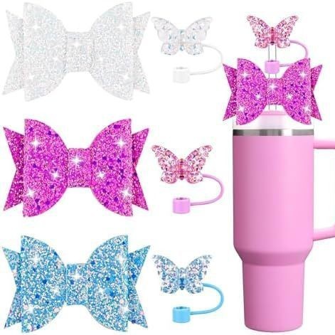 Leka Dow Butterfly Straw Cup with Button Pendant – Dustproof & Leak-Resistant