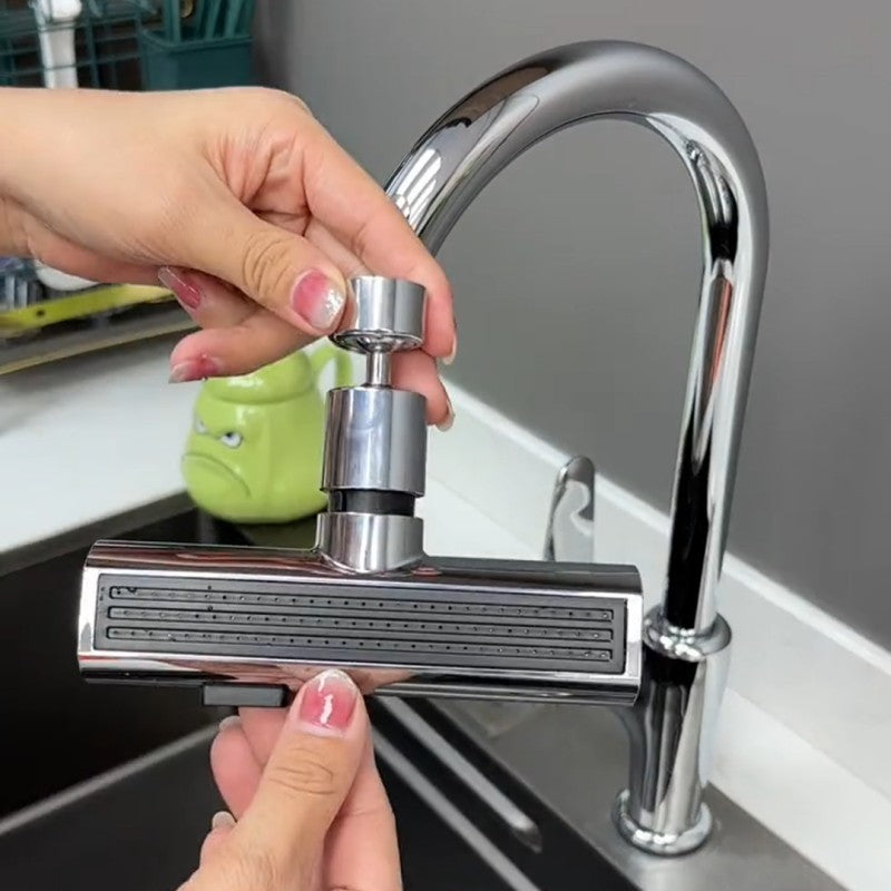 360° Adjustable Waterfall Faucet Nozzle – Splash-Free, Aerated Bubbler & Kitchen Sink Extender