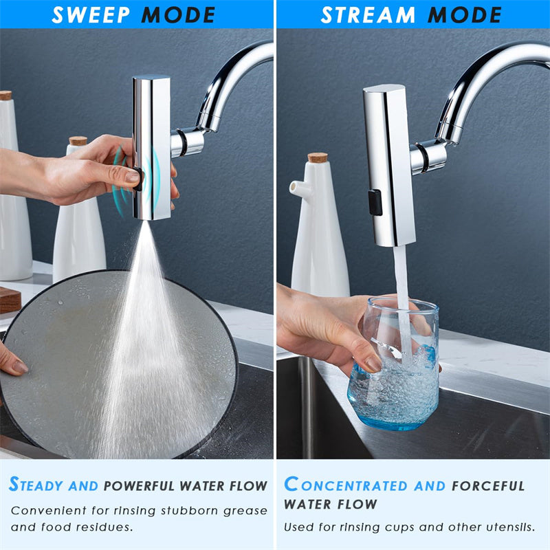 360° Adjustable Waterfall Faucet Nozzle – Splash-Free, Aerated Bubbler & Kitchen Sink Extender