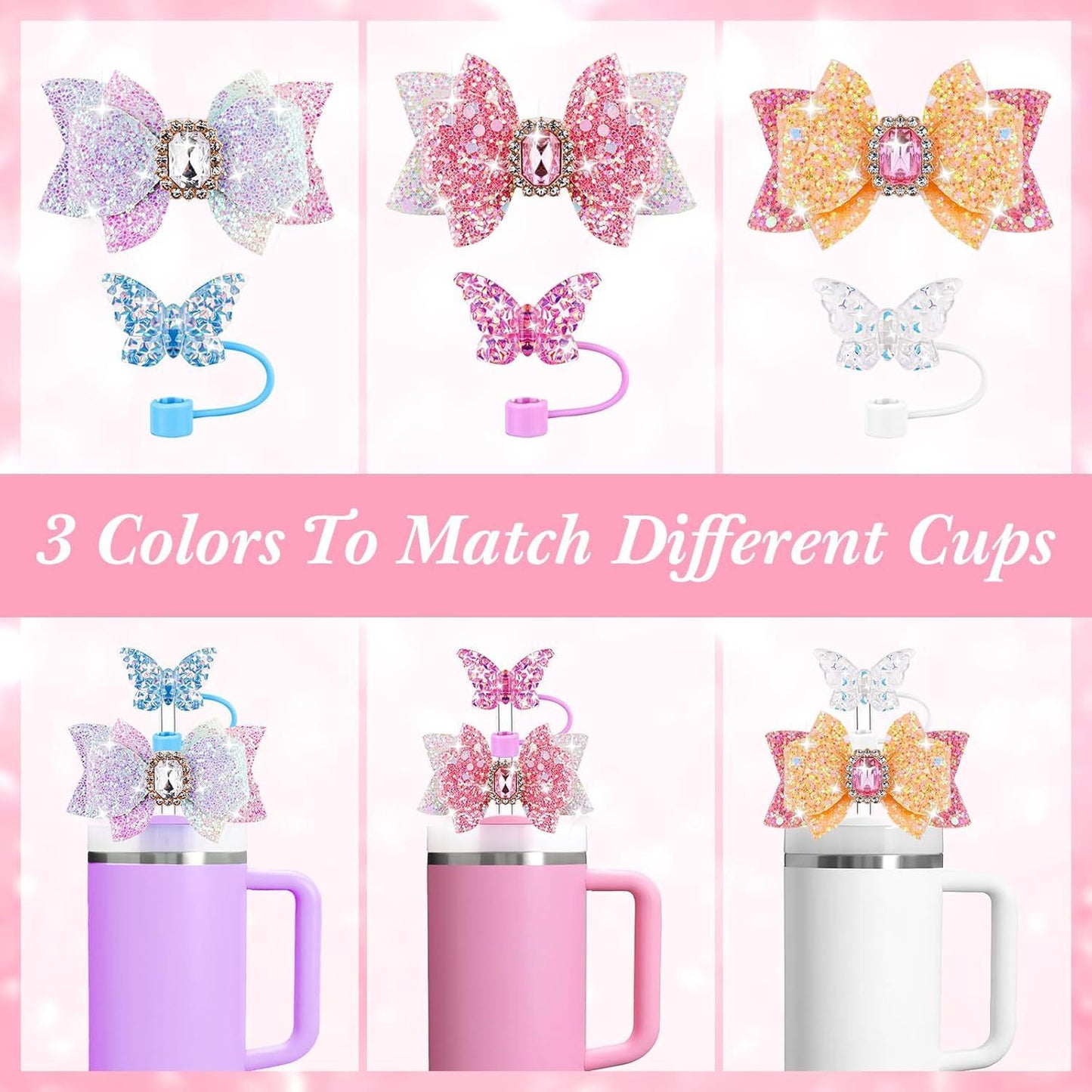 Leka Dow Butterfly Straw Cup with Button Pendant – Dustproof & Leak-Resistant