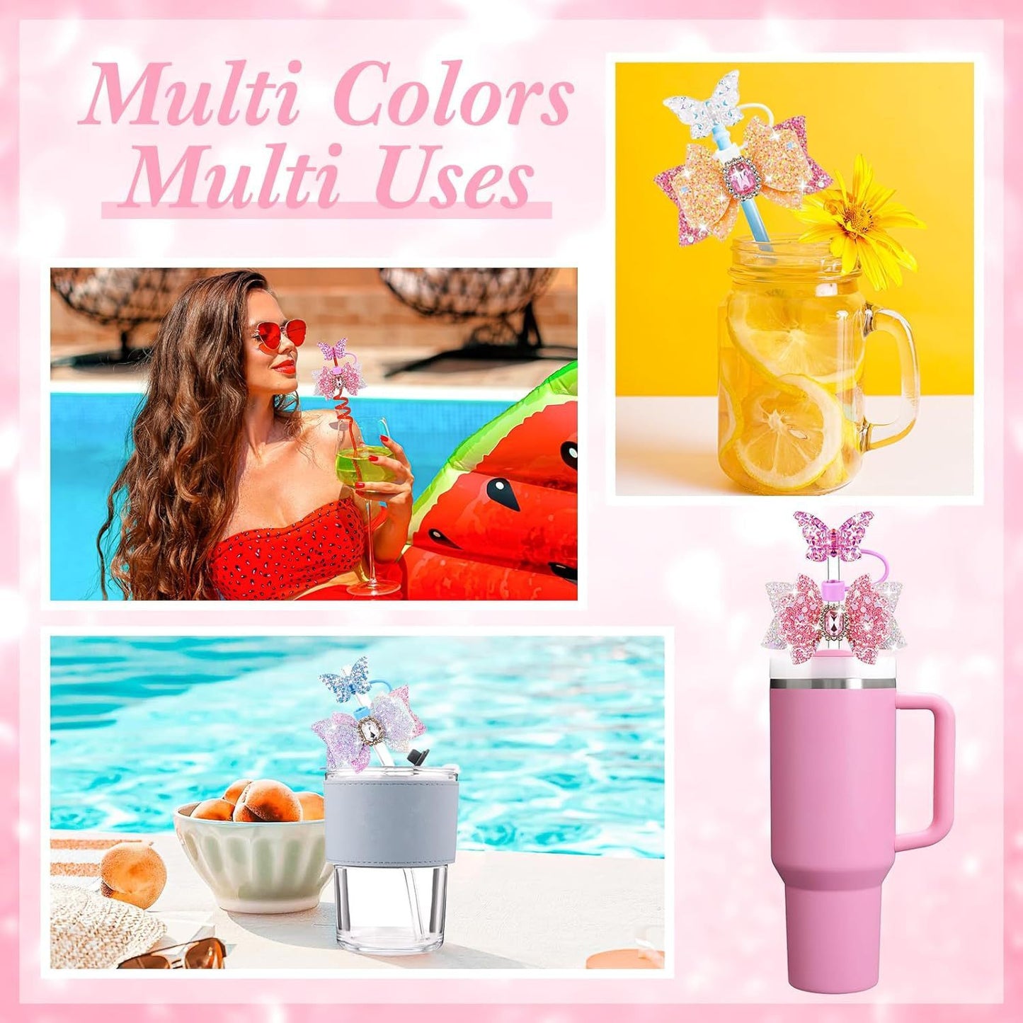 Leka Dow Butterfly Straw Cup with Button Pendant – Dustproof & Leak-Resistant