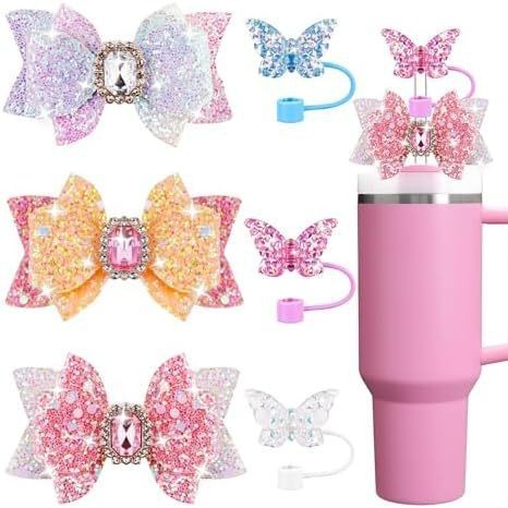 Leka Dow Butterfly Straw Cup with Button Pendant – Dustproof & Leak-Resistant